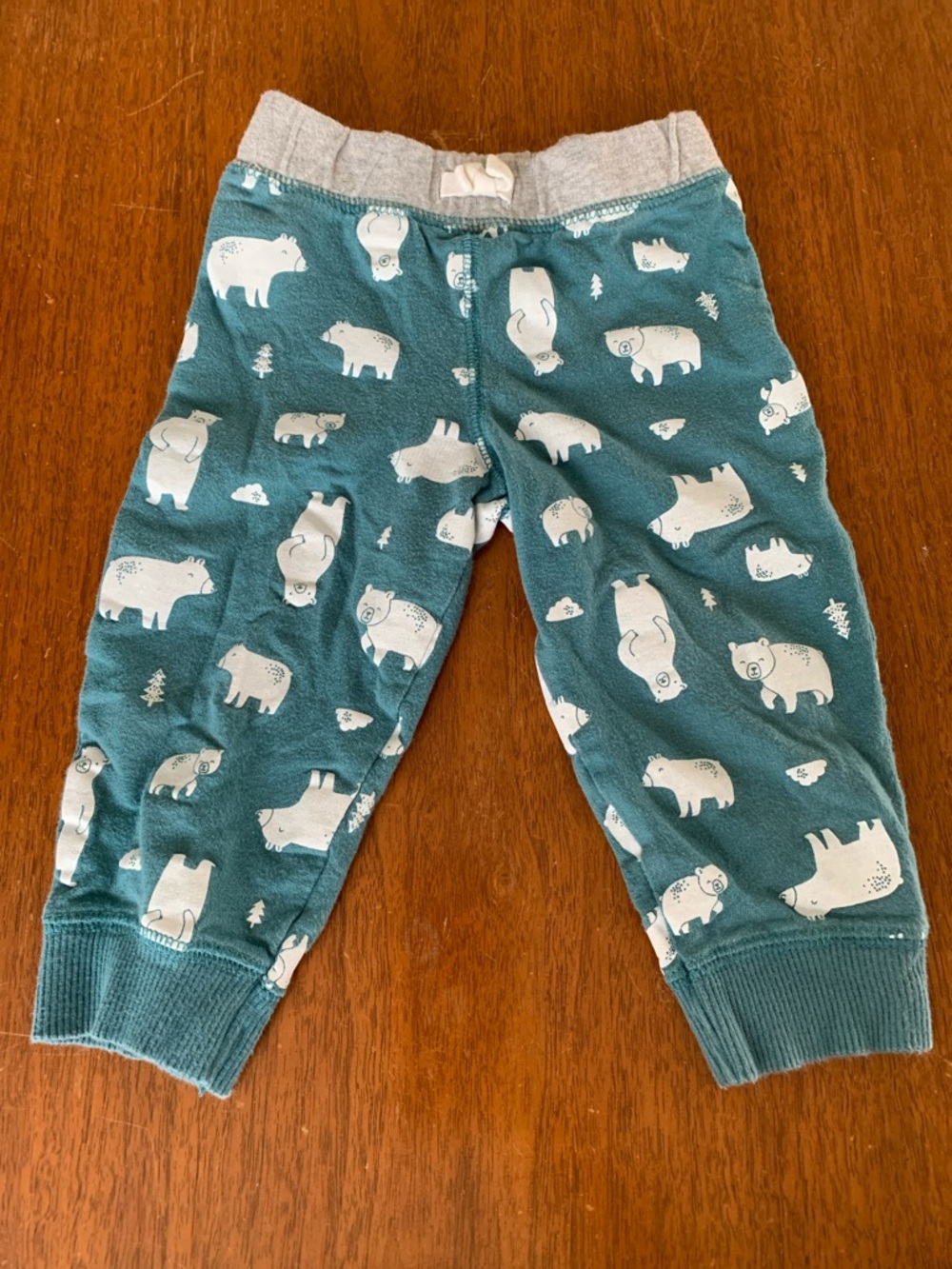 🍓3/$10 Carter's Teal Bear Print Jogger Pants size 12m